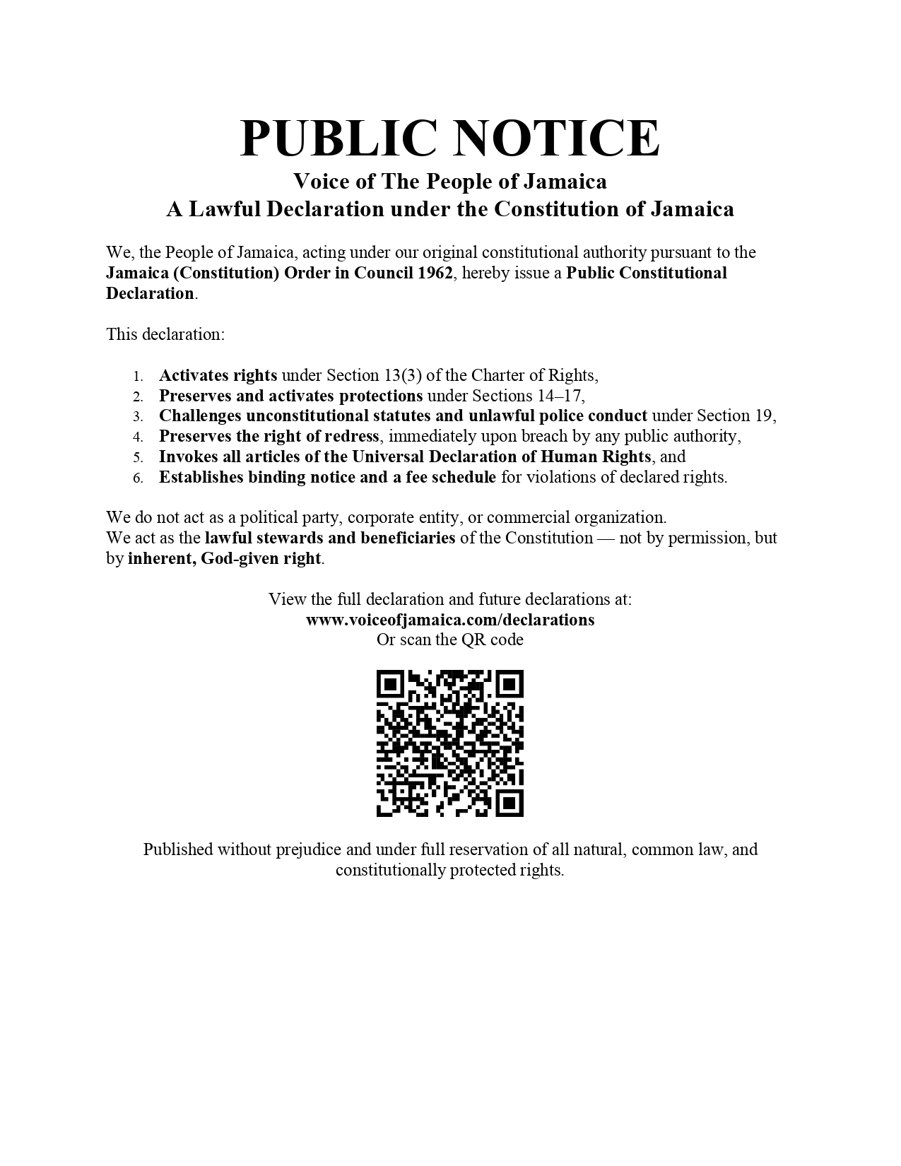 Public Notice - Voice of Jamaica